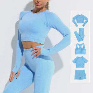 5PCS Energy Seamless Yoga Set Women Workout Set Sportswear Fitness Clothes For Women Clothing Gym Leggings Sport Suit