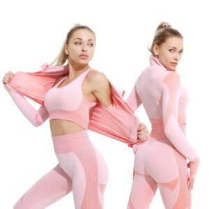 3 Pieces Yoga Set Bar High-Waisted Tight Pants Gym Exercise Clothing Suitable Sportswear For Women Zipper Jacket Leggings Suit