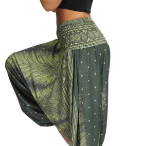 2022 New Women’s Bohemian Yoga Pants Hippy Harem Smocked Waist Trousers Flowy Loose Beach Pants