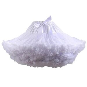 Women Lolita Cosplay Petticoat A-Line Puffy Tutu Skirt Layered Tulle Ballet Dance Pettiskirts Big Bowknot Underskirt