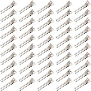 50pcs Hairdressing Double Prong Curl Clips 1.8″ Curl Setting Section Hair Clips Metal Alligator Clips Hairpins for Hair Bow
