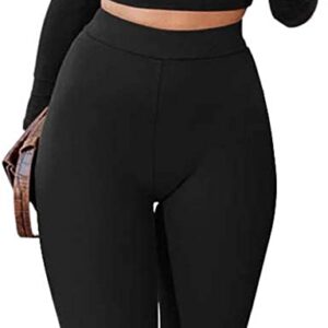 GOKATOSAU Women’s Sexy 2 Piece Outfits Long Sleeve Crop Top Pants Set Club Jumpsuits