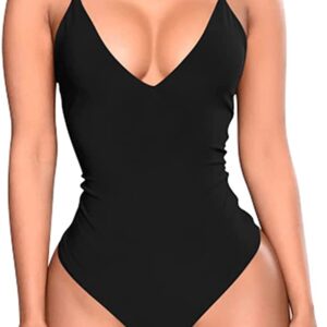 GOKATOSAU Women’s Sexy Summer V-Neck Backless Adjustable Spaghetti Strap Club Bodysuits