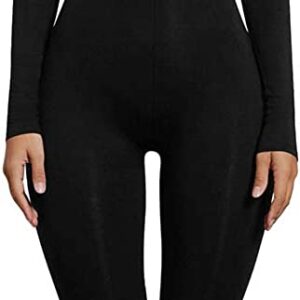 LAGSHIAN Women’s Sexy Bodycon Long Sleeve Scoop Neck One Piece Jumpsuit Romper