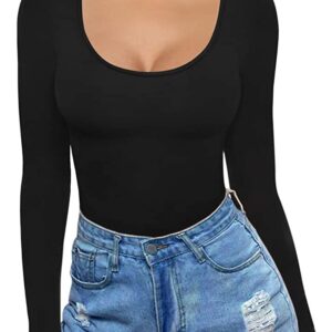 MANGOPOP Womens Scoop Neck Short Sleeve Long Sleeve Slim Fit T Shirt Tunic Tops Tee