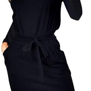 PRETTYGARDEN 2022 Fashion Fall Dresses for Women Casual Long Sleeve Belted Party Bodycon Sheath Pencil Dress