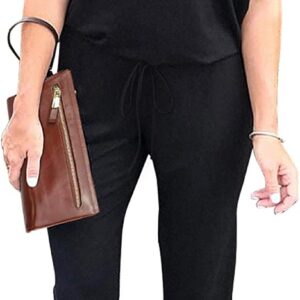 PRETTYGARDEN Women’s Loose Solid Off Shoulder Elastic Waist Stretchy Long Romper Jumpsuit