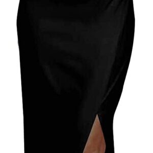 PRETTYGARDEN Women’s Summer One Shoulder Long Formal Dresses Sleeveless Ruched Bodycon Wedding Guest Slit Maxi Dress