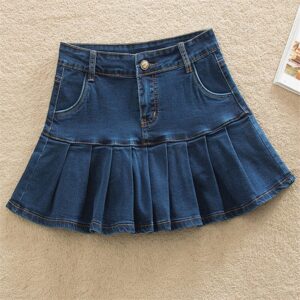 S-8XL Harajuku Punk Y2K Denim Mini Pleated Skirt Ladies Summer High Waist Jeans Shorts Skirts Women Ruffles Fashion Korean