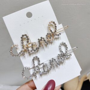 Trendy Letters Rhinestone Hairpin Girls Clip Female Pearls Hair Clips Pins Hair Accessories for Women Braids Hair Grips Headwear