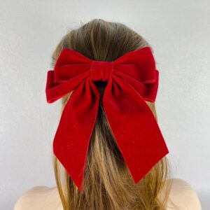 Vintage Red Big Velvet Bow Hair Clip For Women Girl Long Ribbon Hairclip Black Large Barrette Korean Top Hairpin Hair Accessorie