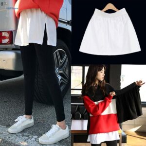 Women A-Line Shirt Extender Side Split Flare Hem Layering Top Sweep Slip Skirt