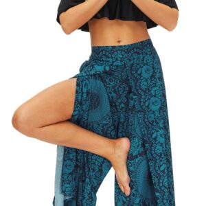 Women’s Split Pants with Wide Leg Training Yoga Pants, Hippie Bohemian Loose Palazzo Aladdin Pants Casual Trousers