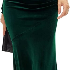 Women’s V Neck Wrap Long Sleeve Elegant Mermaid Velvet Cocktail Maxi Dress Evening Party