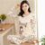 Autumn Thin 2pieces Pyjamas Set Women 2022 Cotton Round Neck Girls Pajamas Sets Teacup Cat Full Sleepwear Clothess Sleep Tops