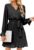 BBX Lephsnt Womens Wrap V Neck Dresses for Wedding Guest Casual Pleated Long Sleeve Mini Dress