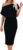 Ezbelle Women’s Off The Shoulder Short Sleeve Ribbed Casual Party Bodycon Midi Dress