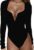 HERMOCO Women’s Low Cut Bodysuit Sexy Leotards Deep V Neck Long Sleeve Body Suits Tops