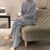 Lady Home Suit Autumn Fashion Soft Casual O-Neck Pullover Tops+Knitted Pant New Homewear Pajama Winter Solid Women Two Piece Set