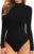 MANGOPOP Mock Turtle Neck Sleeveless Long Sleeve Double Lined Bodysuit Tank Tops for Women