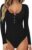 MANGOPOP Women’s Henley Shirt Scoop Neck Button Down Ribbed Sleeveless Tank Top / Long Sleeve Bodysuits