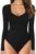 MANGOPOP Women’s Sweetheart Square V Neck Short Sleeve Long Sleeve T shirts Tops Bodysuits