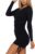 MiiVoo Women’s Sexy Club Ruched Long Sleeve Drawstring Mini Bodycon Dress