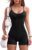 OQQ Women’s Yoga Seamless One Piece Spaghetti Strap Tummy Control Jumpsuit Padded Sports Bra Romper