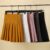 Pleated Skirt with Pockets Women’s Autumn Yellow Preppy Style Elastic High Waist A- Line Slimming Black Kawaii Mini Short Skirt