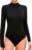 SHEIUGU Women’s Mock Turtle Neck Long Sleeve Bodysuit Soft Slim Fit Stretchy Layer Top Classic Jumpsuit