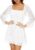 Square Neck Mini Dress for Women Puff Sleeve Tie Back Aline Dress with Elastic Waist