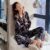 Women’s Pajamas Ice Silk Long-sleeved Trousers Cardigan Suit Cute and Sweet Loose Plus Size Home Service Sexy Pjs Sleepwear